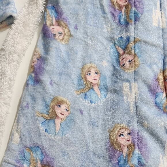 Girls Disney Frozen 2 Elsa Blue & White Plush Soft Fleece Pajamas Robe Size 6/6x - Picture 3 of 7
